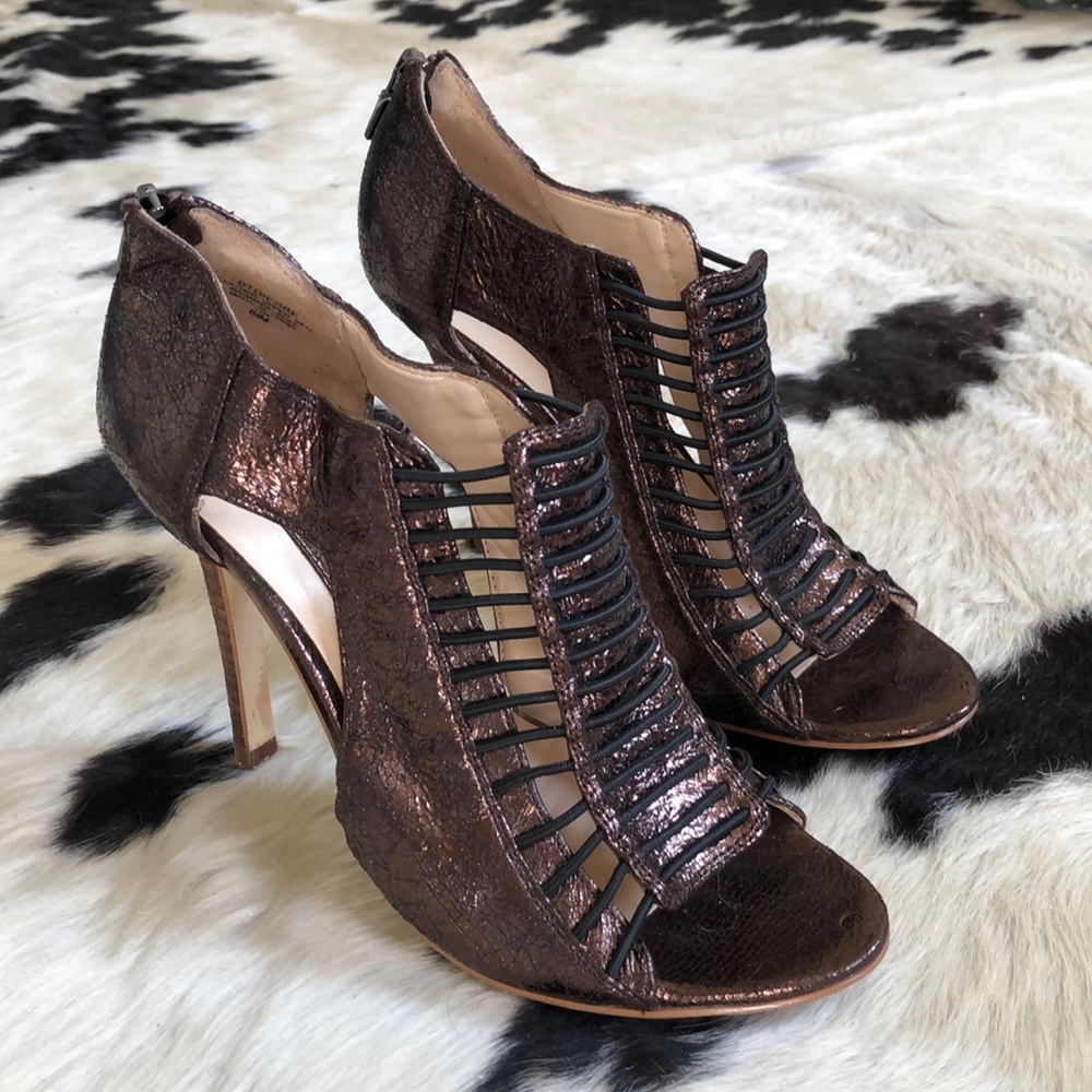 Bronze sexy caged heels